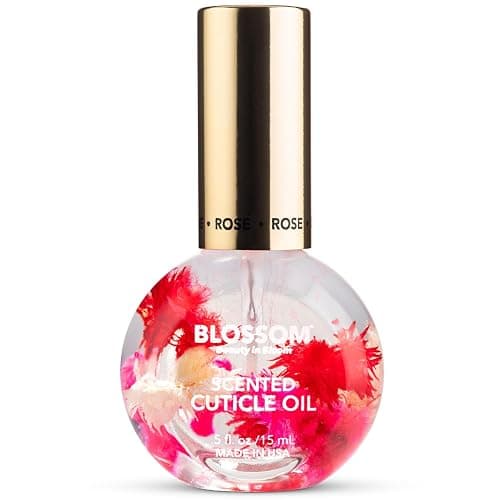 Blossom Cuticle Oil for Nails, Infused with Real Flowers, Rose, 0.5 fl. oz | Hydrating, Moisturizing, Scented Nail Oil Cuticle Care, Made in USA, Jojoba Vitamin, for Skin Flower Liquid, Stuff, Kit - Image 1