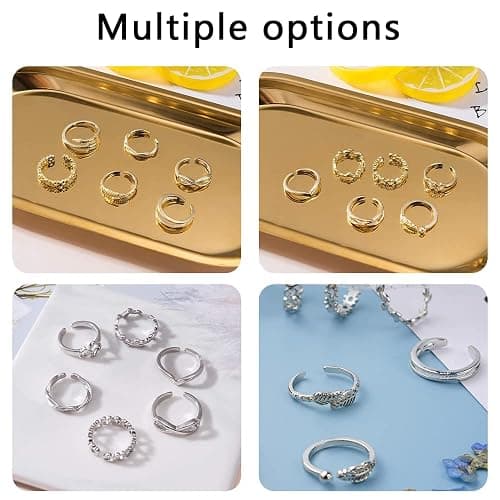 YVOETN 24Pcs Open Toe Rings Set for Women Adjustable Toe Band Knuckle Ring Arrow Knot Star Moon Finger Tail Foot Rings Summer Beach Foot Jewelry thumbnail 6