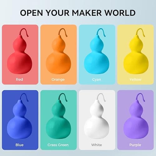 SUNLU PLA Filament 1.75mm, 250g Spool Bundle, 3D Printer Filament | Beginner Friendly Multicolor Bundle, Easy Printing, 8 Rolls, White+Red+Orange+Yellow+Green+Blue+Cyan+Purple thumbnail 8