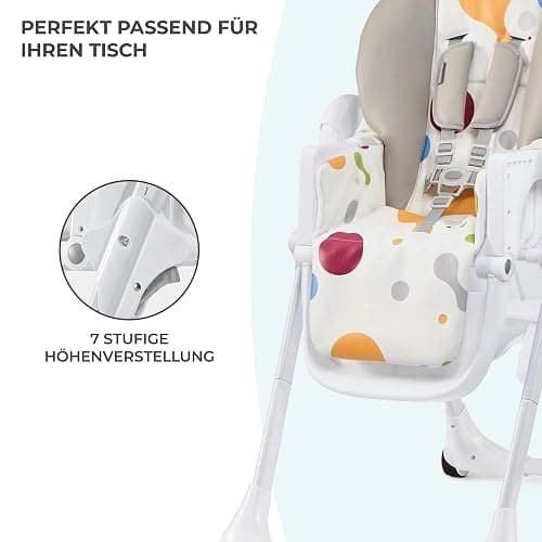 Kinderkraft Hochstuhl YUMMY, Kinderhochstuhl, Babystuhl, Kombihochstuhl, ab den Ersten Lebensmonaten, Fußstütze, Halbliegende Position, Bezug aus PU, Einfach zu Reinigen, Mehrfarben thumbnail 6