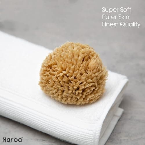 NAROA Natural Baby Bath Sponge in Gift Box | Soft Sea Unbleached Sea Washcloth for Babies | Newborn Shower Time Essentials | Pregnancy Registry Boy Girl thumbnail 3