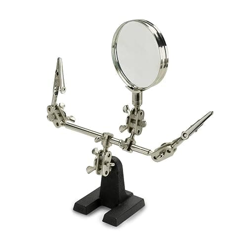 NEIKO 01902 Adjustable Helping Hand with Magnifying Glass, Third Hand Solder Aid, Soldering Wire Station Stand with Dual Alligator Clips and a Heavy Base, Beading & Jewelry Making Tools, Solder Holder thumbnail 3