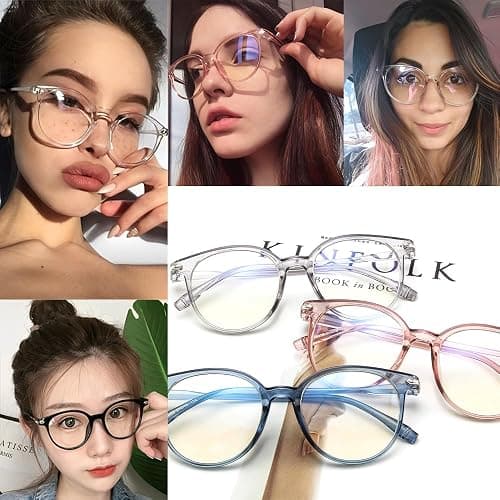 XFentech Blue Light Blocking Glasses - Fashion Oval Transparent Frame Reading Glasses Blue Light Eyeglasses Lightweight Anti Eyestrain Computer Gaming Eyewear Unisex thumbnail 6