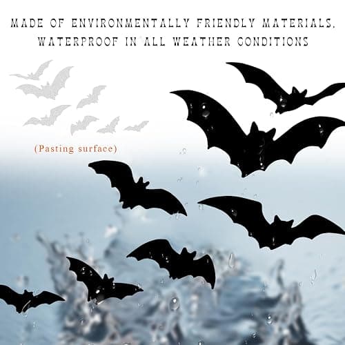 DXNQ Rearview Mirror Halloween Bat Decal, Funny Flying Bats Window Bumper Vinyl Sticker, Spooky Gothic Bats Decal for Car Truck Mirror Laptop, Car Decoration Accessories (Style 1) thumbnail 3