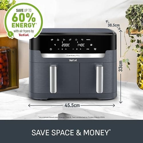 Tefal XXL 11L Dual Drawer Air Fryer, 7 Preset Programs, Oil-Free | 6.5L and 4.5L Drawers, Serves 8 to 10, Frying, Baking, Heating, Drying, 40-200C Manual Control, Dishwasher Safe thumbnail 2