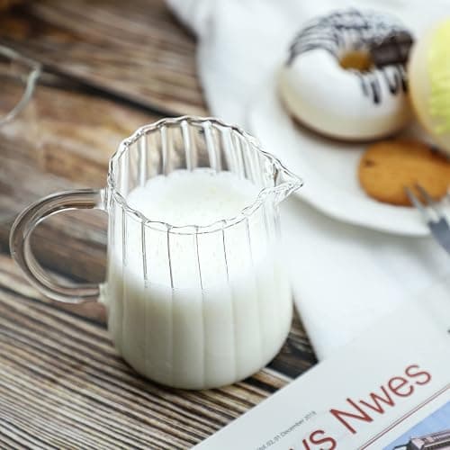 CHOOLD Elegant Wave Shaped Crystal Glass Creamer Coffee Pitcher/Serving Jug for Kitchen - Milk and Sauce - 8.5 oz thumbnail 4
