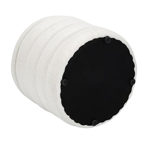 Dolift Teddy Sherpa Round Ottoman with Storage, Modern Upholstered Vanity Stool Foot Rest, Small White Boucle Storage Ottoman for Bedroom, Living Room, Entryway, Dorm thumbnail 8