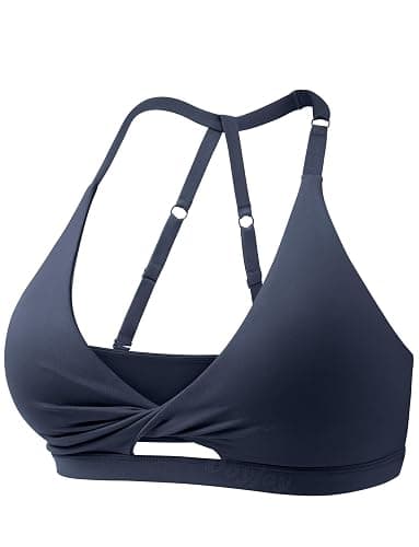 VOYJOY Workout Sports Bras for Women Padded Backless Strappy Fitness Wireless Gym Medium Impact Bra Yoga Crop Top - Image 1