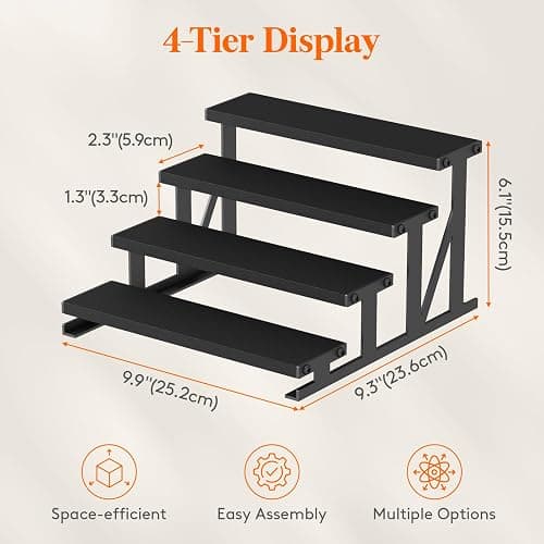 Lifewit 4 Tier Cologne Organizer for Men, 9.8inch Wooden Perfume Stand, Display Riser Shelf for Fragrance, Aftershave, Skincare Makeup for Vanity, Bedroom, Bathroom Countertop Storage, Black, 1 Pcs thumbnail 2