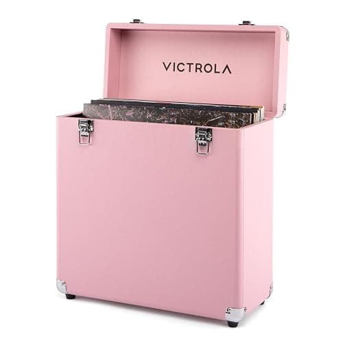 Victrola Collector II (2026 Model) – Vinyl Record Storage Case – Hold 30+ Vinyl Turntable Records, Heavy-Duty Hardware, Soft Interior Lining, Portable Box with Carry Handle (Pink) - Image 1