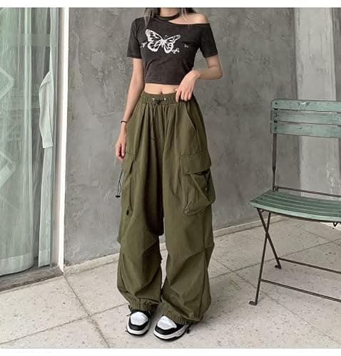 Women Cargo Pants Baggy Y2K Clothing Multi Pockets High Waist Loose Straight Leg Pants Vintage Grunge Aesthetic Clothes thumbnail 6