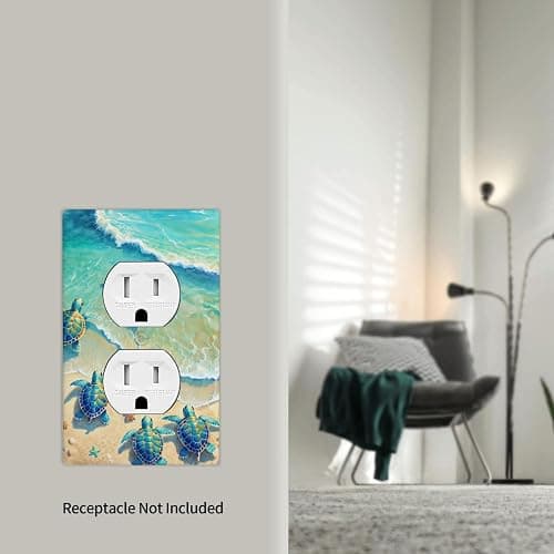 Beach Turtle Outlet Cover Wall Plate Electrical Outlets Switch Plate Decorative Faceplate for Bathroom Bedroom Kitchen Room Decor Wallplate 4.5 x 2.76 Inch thumbnail 3