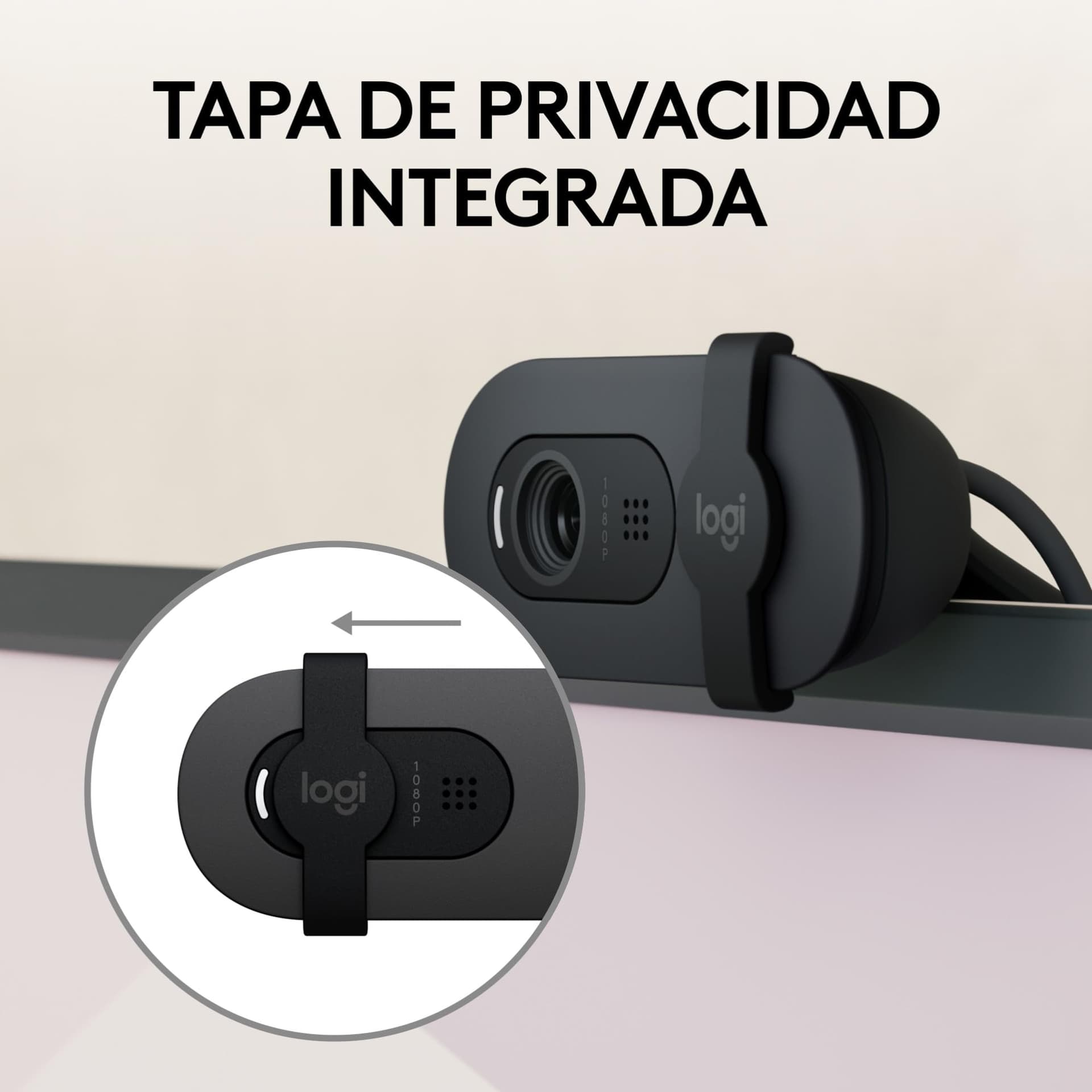 Logitech Brio 100, cámara Web Full HD para reuniones y Streaming, Equilibrio iluminación automático, micrófono Integrado, Tapa de privacidad, USB-A, para Microsoft Teams, Google Meet, Zoom - Grafito thumbnail 4