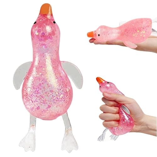 Duck Squishy Glitter, Squishy Duck Squeezy, Ultra Soft Stress Relief Sugar Ball Slow Rise Relaxing Sensory Fidget Stress Anxiety Relief for Adults Gifts (Pink-1pc) - Image 1