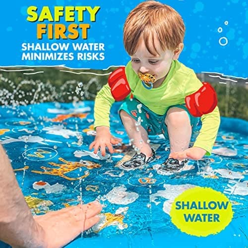SplashEZ 3-in-1 Splash Pad, Sprinkler for Kids & Baby Pool for Learning – Toddler Sprinkler Pool, 60’’ Outside Water Toys – “from A to Z” Outdoor Play Mat for Babies & Toddlers thumbnail 4