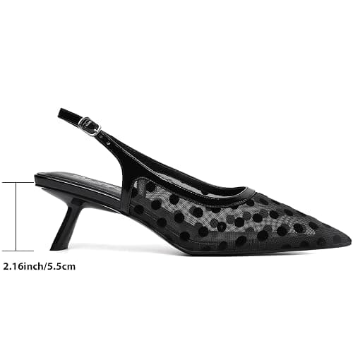 Mostrin Kitten Heels for Women Pointed Toe Pumps Patent Leather Low Heel Slingback Heels with Buckle Dress Shoes for Dating Party Working thumbnail 4
