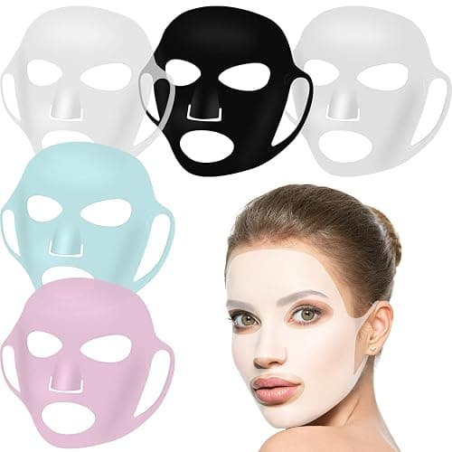 Maitys 5 Pcs Reusable Silicone Face Mask for Sheet Masks, Anti-wrinkle Moisturizing Facial Mask Cover Holder, Prevent Evaporation Hairdressing Skincare Beauty Spa Care Tool(Vivid Colors) - Image 1