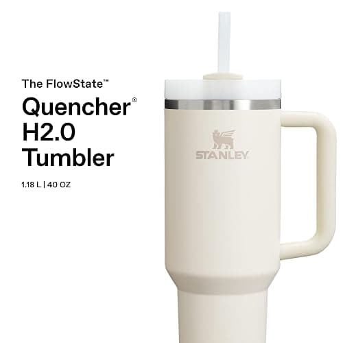 STANLEY 1913 Quencher H2.0 Flowstate Tumbler 1.2L - Cold for 11 Hours - Iced for 48 Hours - Metal Water Bottle with Straw, Handle and Lid - Dishwasher Safe - Travel Mug for Cold Drinks - Cream 2.0 thumbnail 4