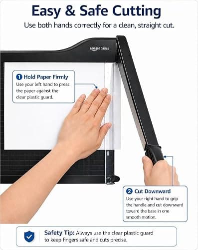 Amazon Basics Paper Trimmer Cutter for Office and Crafts, Heavy-Duty, Portable Guillotine Paper Cutter with Blade Lock, 12-Inch, 10-Sheet Cardstock, Photos thumbnail 3