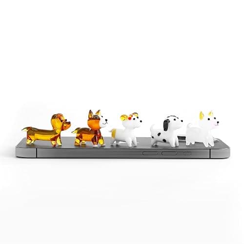 H&D HYALINE & DORA 5 Pack Hand Blown Glass Dog Figurines,Miniature Dog Figurines Sets,Blown Glass Art Animal Figurine for Collectible, Home Decor Gift thumbnail 8
