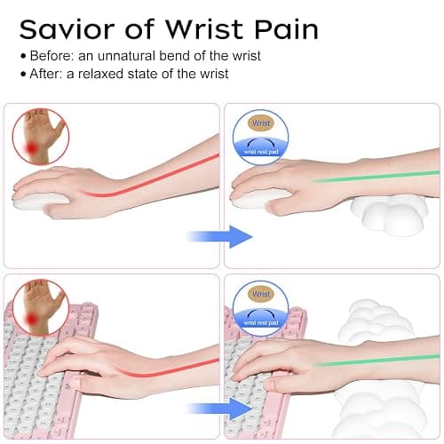JIKIOU Upgrade Leather Cloud Keyboard Wrist Rest, Cloud Wrist Rest with Non-Slip PU Base, Comfortable Memory Foam Wrist Rest for Computer Laptop Mac Gaming Office and Pain Relief Wish New Year Gift thumbnail 7