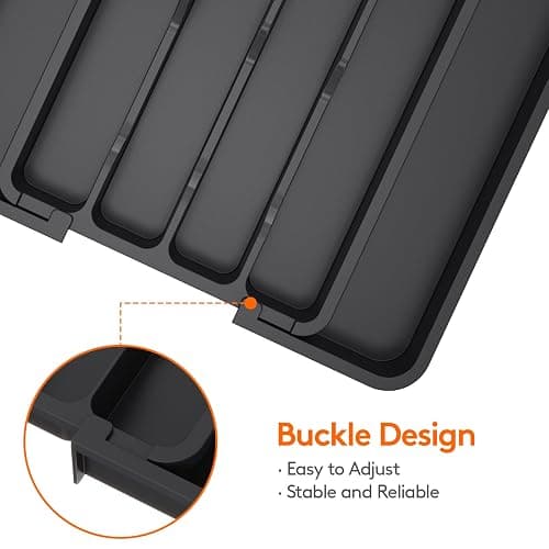 Lifewit Expandable Silverware Organizer, Plastic Utensil Tray for Kitchen Drawer, BPA Free Flatware Cutlery Holder, Space-Saving Storage for Spoons Forks Knives, 8.5-14 x 12 x 1.5 inch, Black thumbnail 5
