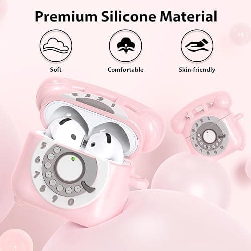 KOREDA Compatible with AirPods 4 Case Cover 2024, Cute Funny Telephone Design for Airpods 4th Generation Case with Cleaner Kit & Lanyard, Soft Silicone Shockproof Protective Case for AirPods 4 Gen thumbnail 4