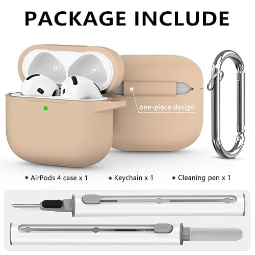 Ljusmicker for AirPods 4 Case Cover 2024 with Cleaner Kit,Soft Silicone Protective Cover for Apple AirPods 4th Generation for Women Men,AirPod 4 Case Accessories with Keychain-Brown thumbnail 3