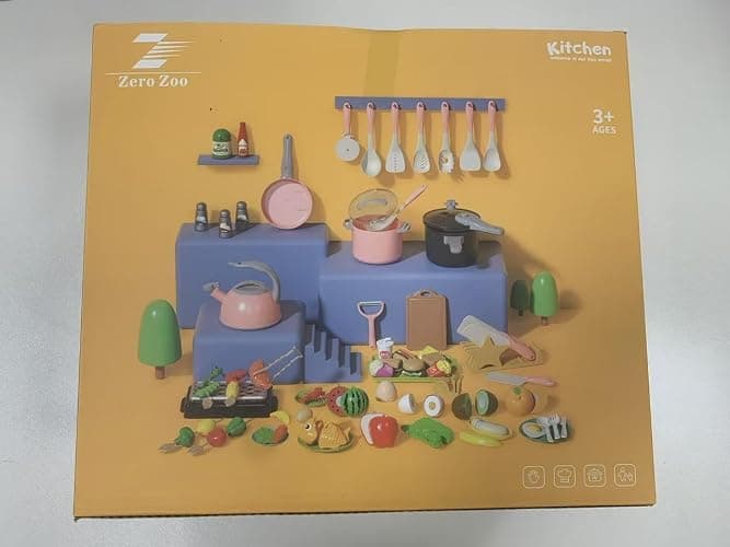 Zero Zoo 105Pcs Kids Kitchen Toy Accessories, Toddler Pretend BBQ Camping Cooking Playset, Play Pots, Pans, Utensils Cookware Toys, Play Food Set, Vegetables, Learning Gift for Girls Boys thumbnail 10
