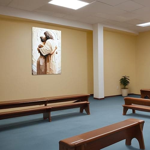 Jesus Embracing Woman Canvas Wall Art, Safe in His Arms Pictures Canvas Print Posters Wall Decor, Christian Wall Art Home Decor for Living & Prayer Room 12x16 inch Framed - Jesus protects - 16L" x 12W" thumbnail 6
