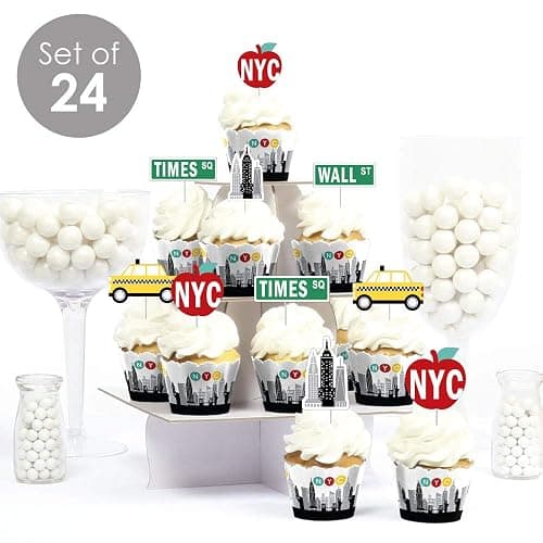 Big Dot of Happiness NYC Cityscape - Cupcake Decoration - New York City Party Cupcake Wrappers and Treat Picks Kit - Set of 24 thumbnail 2