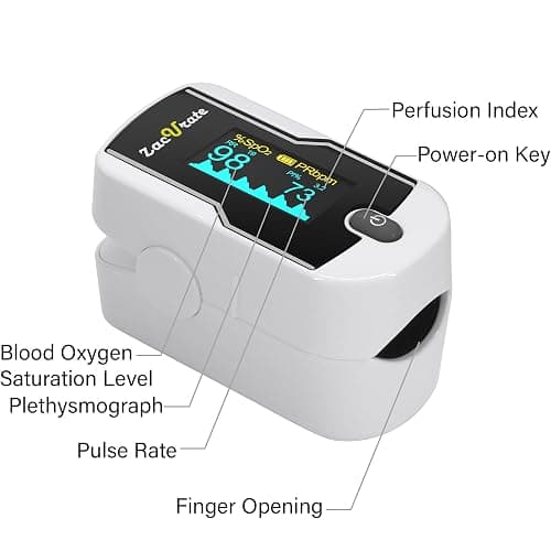 Zacurate 500E-B Wireless Bluetooth Fingertip Blood Pulse Oximeter Monitor with FREE App, SpO2, Heart Rate, Plethysmograph, and Perfusion Index Finger Oxygen Sensor Meter thumbnail 4