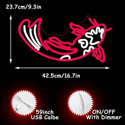 Koi Fish Neon Sign for Wall Decor Koi Carp Neon Lights Japanese Fish Led Neon Red White Neon Signs Lucky Sign 16.7”x9.3” for Bedroom Office Living Room Decoration thumbnail 2