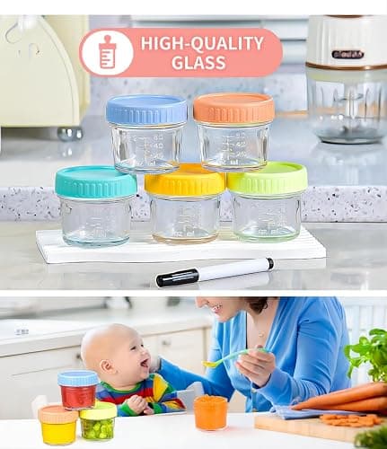 20 Pack Glass Baby Food Containers, 4 Oz Glass Baby Food Storage Jars with Airtight Lids, Reusable Leak-Proof Baby Food Jars, Freezer Microwave Dishwasher Safe thumbnail 7