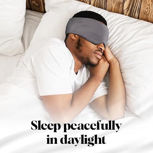 Kitsch Satin Sleep Mask - Eye Masks for Sleep, Softer Than Silk Satin Sleeping Mask Blindfold and Sleep Masks for Women and Men, Eye Care Travel Essentials - Charcoal Black thumbnail 5