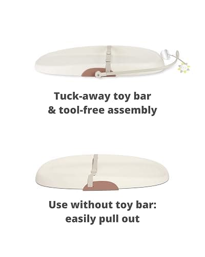 Skip Hop Baby Changing Pad Nursery Style Wipe-Clean Contoured with Cushioned Foam, Non-Skid Base, Built-in Safety Belt & Tuck-Away Toy Bar Fits Standard Changing Tables, Oat thumbnail 6