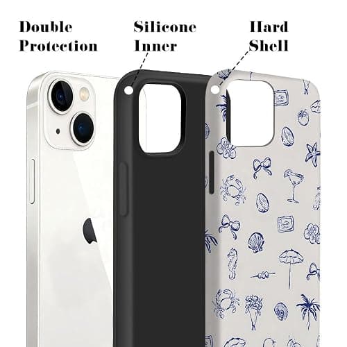 NOWETOO Case for iPhone 14,Blue Sea Coastal Phone Case,Trendy Frosted Silicone Shockproof Cover for Girl Women thumbnail 2