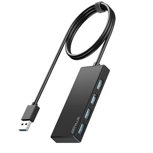 ANYPLUS USB Hub, Multiport USB Splitter Adapter, 2 ft Long Cable USB 3.0 Hub, USB Extender for Laptop, PC, iMac, Surface Pro, MacBook, Mac Pro, Flash Drive, XPS, Mouse, HDD - Image 1