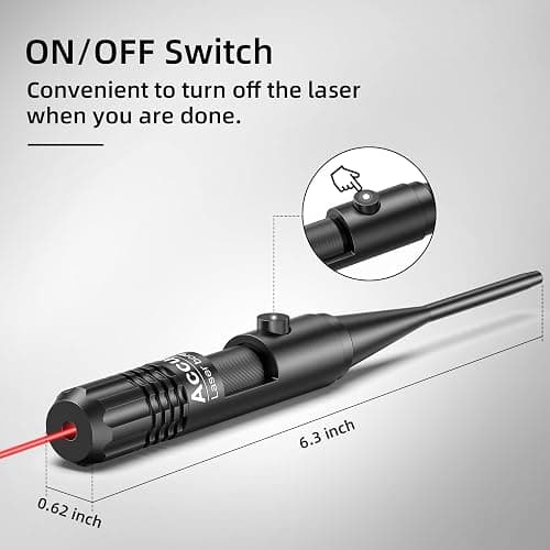EZshoot Bore Sight Kit for .17 to 12GA Calibers BoreSighter with Button Switch Red Laser Bore Sight thumbnail 4