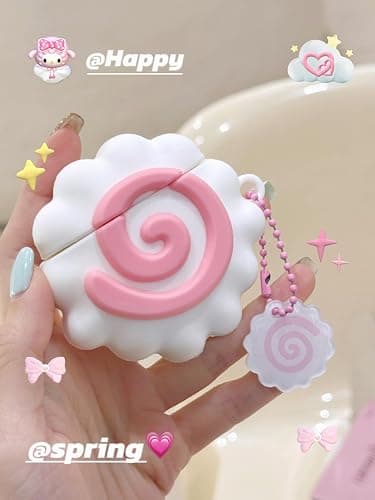 YAKVOOK for AirPods 1/2 Case,Cute 3D Cartoon Fish Cake AirPods 1st 2nd Generation Cover Kawaii Soft Silicone Protective Cover with Keychain Shockproof Charging Case Girls Women thumbnail 7