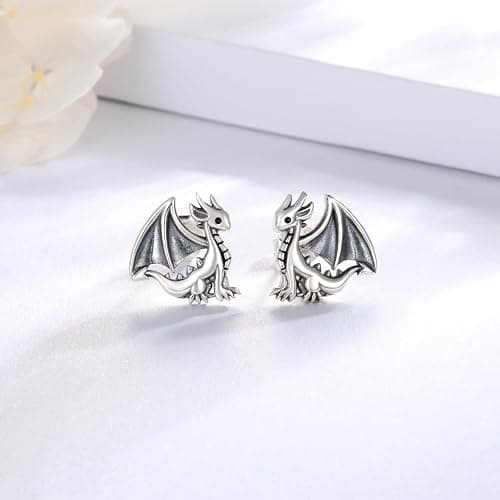925 Sterling Silver Dragon Highland Cow Axolotl Horse Penguin Fox Manatee Pig Bunny Earrings Stud Hypoallergenic Cute Animal Jewelry Gifts for Women thumbnail 3