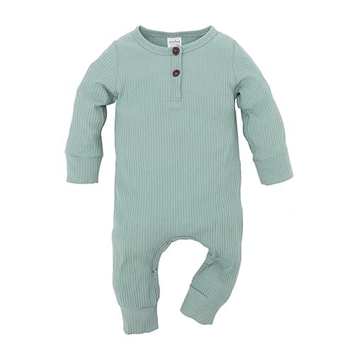 Newborn Baby Boy Girl One Piece Romper Jumpsuit Solid Ribbed Baby Boy Clothes Onesies Outfits - 0-3M - Lightgreen