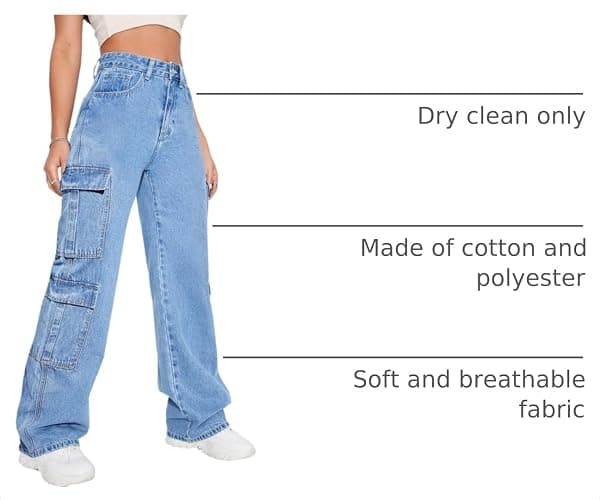 Flvsun Women's High Waist Baggy Cargo Jeans Flap Pocket Y2K Streetwear Wide Leg Denim Pants thumbnail 4