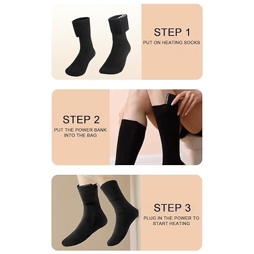 Beheizte Socken, 2025 Beheizte Socken, Kaltes Wetter USB-Heizsocke, 3 Sekunden Schnelle Heizung, 55? Konstante Temperatur, Kältefest QuickHeating Lange Fußwärmer Socke thumbnail 8