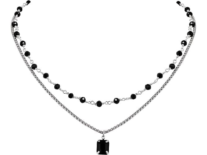 Sacina Gothic Boho Crystal Necklace, Layered Necklace, Black Choker, Gothic Choker, Christmas Jewelry Gift For Women - Image 1