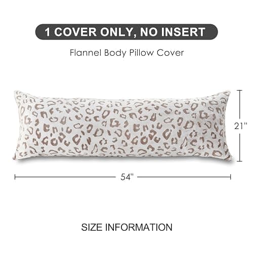 SOCHOW Body Pillow Cover 21x54 Inches, 1 Pack, Brown | Super Soft and Cozy Leopard Print Fleece Long Body PillowCase with Zipper Closure thumbnail 2