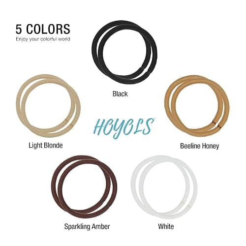 HOYOLS Ponytail Holders Hair Ties, No Metal Braided Bands Elastic Thick Tie for Women Thick Fine Curly Hair 50 Count 4mm 1/8 Inch Brown (Sparkling Amber) thumbnail 7