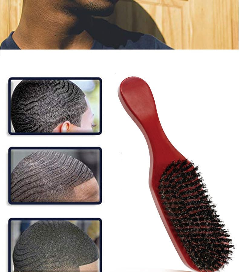 Bristle Hair Brush and Professional Massage Comb,Stiff Bristles Hairbrush for Beard Styling,Hair Brush for Men and Women,for Detangling,Smoothing,Wave Styles,Soft on Scalp,Restore Shine and Texture thumbnail 6