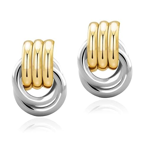 NIXMAX Chunky Gold Knot Earrings Statement Earrings for Women Gold Plated Dupes Geometric Dangle Earrings Hypoallergenic Fashion Trendy Jewelry Gifts - Image 1