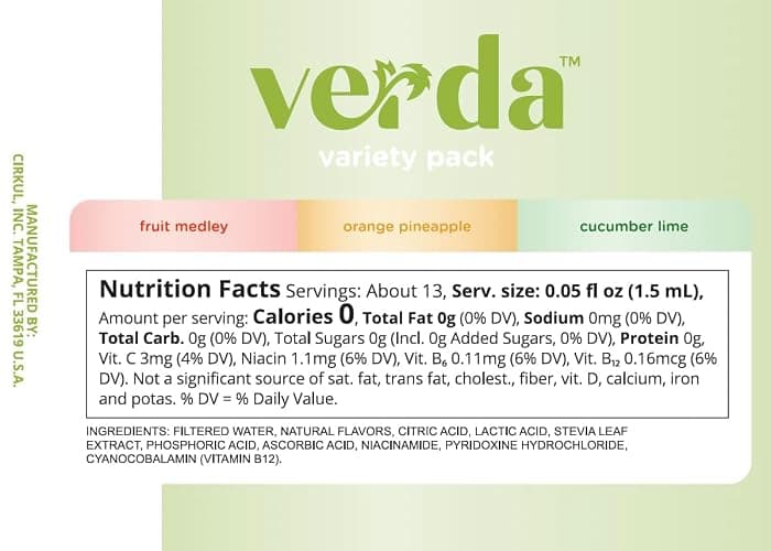 Cirkul Verda Antioxidants, Stevia, and Vitamin B Flavor Water Variety Pack, Makes 36 Drinks, No Sugar, Zero Calorie Drink Mix, (2 Orange Pineapple, 2 Fruit Medley, 2 Cucumber Lime) thumbnail 2